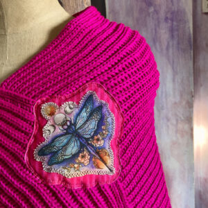 "Dragonfly", krátké pončo pink